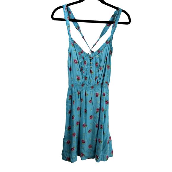 Ambercrombie & Fitch Sz Large CottageCore Costal Spaghetti Cross Back Mini Dress - Picture 1 of 10